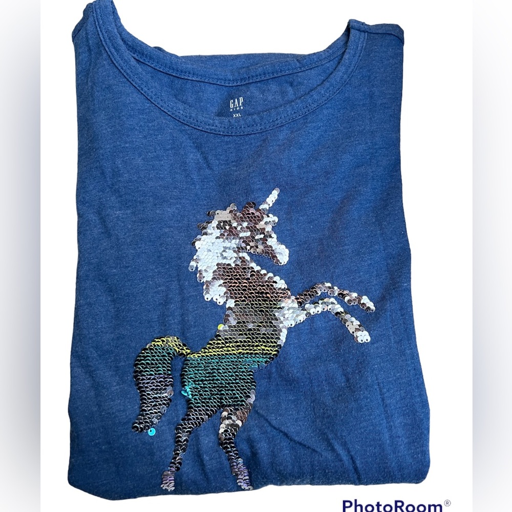 GAP Kids Reversible Sequins Unicorn Dress Medium Indigo Size XXL